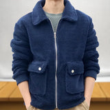 Wiaofellas Autumn/Winter Fashion Trend Lamb Wool Coat Men's Casual Loose, Comfortable, Thick, Warm, High Quality Jacket Zipper Jacket