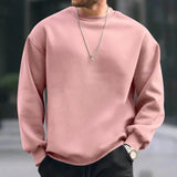 Wiaofellas Casual Men Long Sleeve O-Neck Pullovers Hoodie Winter Soft Clothing Loose Pullovers Autumn Solid Liner Fleece Sweatshirts