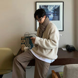 Wiaofellas Knitted Light Luxury Pullovers Sweater Men Casual Vintage Loose O Neck Solid Color Long Sleeve Thicken Coat Streetwear