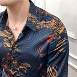 Wiaofellas Men Shirt Long Sleeve Hawaiian Social Luxury Button Up Cardigan Blouses Wholesale Single Breasted Turn-down Collar Broad