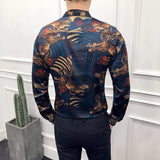 Wiaofellas Men Shirt Long Sleeve Hawaiian Social Luxury Button Up Cardigan Blouses Wholesale Single Breasted Turn-down Collar Broad