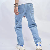 Wiaofellas Men Streetwear Loose Splicing Multiple pockets Straight Jeans Trousers Stylish Male Casual Denim Pants