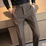 Wiaofellas Men Suit Pants High Quality Men Solid Color Slim Fit Dress Pants Slim Fit Office Business Men Trousers Plus Size 28-36