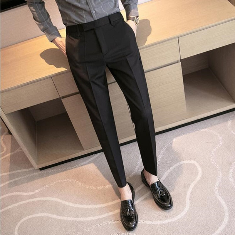 Wiaofellas Men Suit Pants High Quality Men Solid Color Slim Fit Dress Pants Slim Fit Office Business Men Trousers Plus Size 28-36