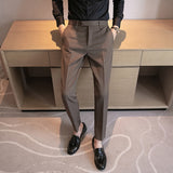 Wiaofellas Men Suit Pants High Quality Men Solid Color Slim Fit Dress Pants Slim Fit Office Business Men Trousers Plus Size 28-36