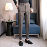 Wiaofellas Men Suit Pants High Quality Men Solid Color Slim Fit Dress Pants Slim Fit Office Business Men Trousers Plus Size 28-36