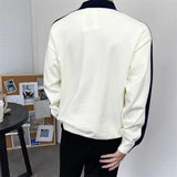 Wiaofellas Men's Clothing Luxury Knitted Polo Shirt Casual Fashion Patchwork Zipper Solid Color Long Sleeve Pullovers Leisure M-3XL