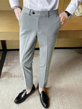 Wiaofellas New Boutique Solid Color Men's Casual Business Office Suit Pants Groom Wedding Dress Party Casual Male Trousers