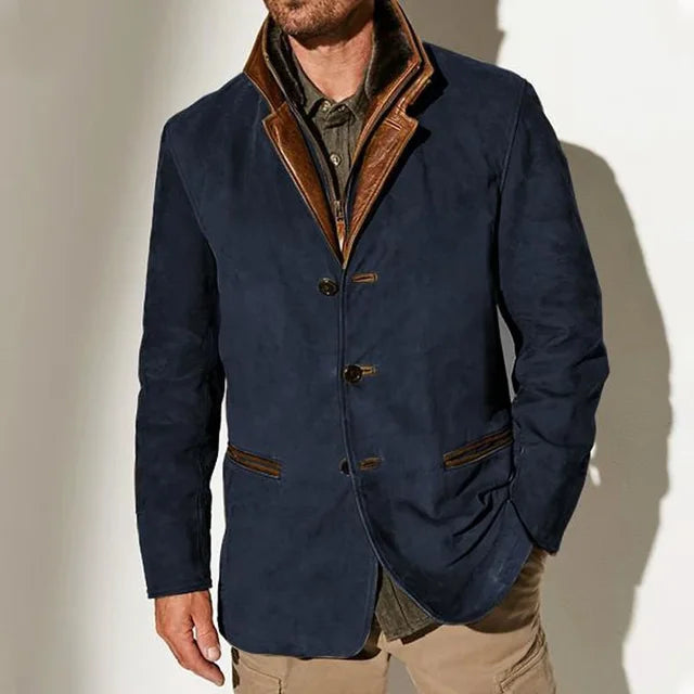 Wiaofellas New Fashion Long Sleeve Denim Style Handsome Jacket Vintage Brown Slim Fit Fur Jacket Men's and Women's Vintage Casual Coat