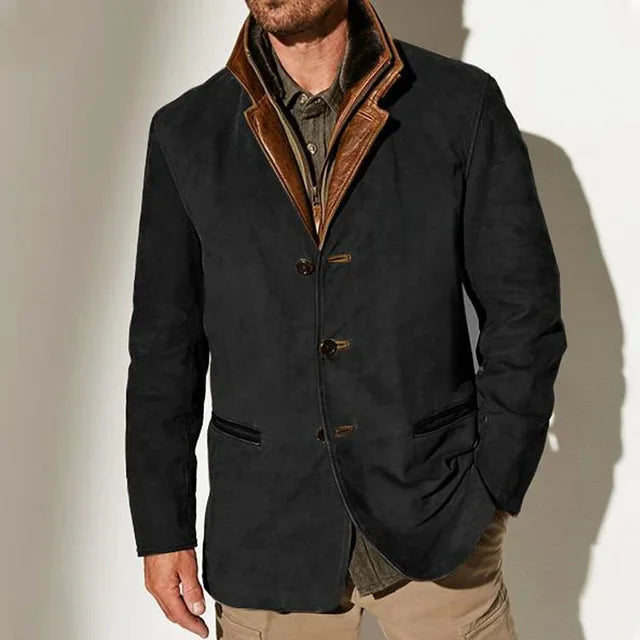 Wiaofellas New Fashion Long Sleeve Denim Style Handsome Jacket Vintage Brown Slim Fit Fur Jacket Men's and Women's Vintage Casual Coat