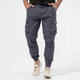 Wiaofellas Solid Elastic Mid Waist Baggy Pants Casual Men Clothing Big Pockets Sweatpants New Arrival Male Long Pants Trousers