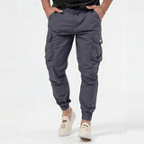 Wiaofellas Solid Elastic Mid Waist Baggy Pants Casual Men Clothing Big Pockets Sweatpants New Arrival Male Long Pants Trousers