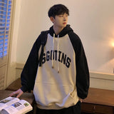 Wiaofellas Spring Autumn Raglan Sleeve Letter Printing Pullover Hoodie Casual Daily Fashion Unisex Couple Men Sports Coat Streetwear