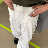 Wiaofellas Spring Summer Fashion Pleated Design Wide Leg Pants Men Lazy Loose High Waist Casual Trousers Male Solid Long Suit Pants