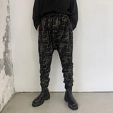 Wiaofellas Summer Dark Geometric Pattern Printing Men's Slim-fit Low-Grade Harem Beamed Casual Pants Hip-hop Pencil Pants Thin Section