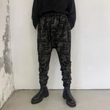 Wiaofellas Summer Dark Geometric Pattern Printing Men's Slim-fit Low-Grade Harem Beamed Casual Pants Hip-hop Pencil Pants Thin Section