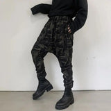 Wiaofellas Summer Dark Geometric Pattern Printing Men's Slim-fit Low-Grade Harem Beamed Casual Pants Hip-hop Pencil Pants Thin Section