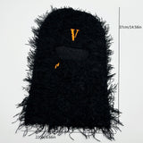 1pc  Balaclava Distressed Knitted, Ski Mask With Windproof Advantage And Embroidery Letter For Men Women(One Size Fits All)