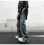 Wiaofellas Jeans Men Vintage Color Block Tearing Patchwork Denim Pants Casual Japanese High Street Harajuku Fashion Streetwear Men