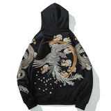 Wiaofellas Link Men's Hip Hop Hoodies Chinese Dragon Embroidery Sweatshirt Harajuku Hooded Pullover High Street