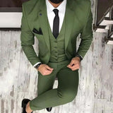 Wiaofellas Olive Green Mens Suits For Groom Tuxedos Notched Lapel Slim Fit Blazer Three Piece Jacket Pants Vest Man Tailor Made Clothing