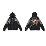 Wiaofellas Link Men's Hip Hop Hoodies Chinese Dragon Embroidery Sweatshirt Harajuku Hooded Pullover High Street