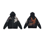 Wiaofellas Link Men's Hip Hop Hoodies Chinese Dragon Embroidery Sweatshirt Harajuku Hooded Pullover High Street