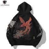 Wiaofellas Link Men's Hip Hop Hoodies Chinese Dragon Embroidery Sweatshirt Harajuku Hooded Pullover High Street