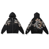 Wiaofellas Link Men's Hip Hop Hoodies Chinese Dragon Embroidery Sweatshirt Harajuku Hooded Pullover High Street