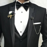 Wiaofellas Black Men Suits For Wedding Bridegroom Formal Tuxedos Masculino Groom Casual Three Pieces (Jacket+Pant+Vest) Conjuntos De Chaque