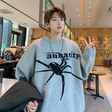 Wiaofellas Arctic Velvet Spider Jacquard Sweater For Men's Autumn And Winter New Winter Trend ins Hong Kong Style Fashion Men Clothing