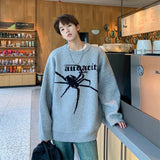 Wiaofellas Arctic Velvet Spider Jacquard Sweater For Men's Autumn And Winter New Winter Trend ins Hong Kong Style Fashion Men Clothing