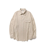 Wiaofellas Autumn Fine Stripe Corduroy Shirt Men's Clothing Unisex Couple Casual Comfort Daily Top
