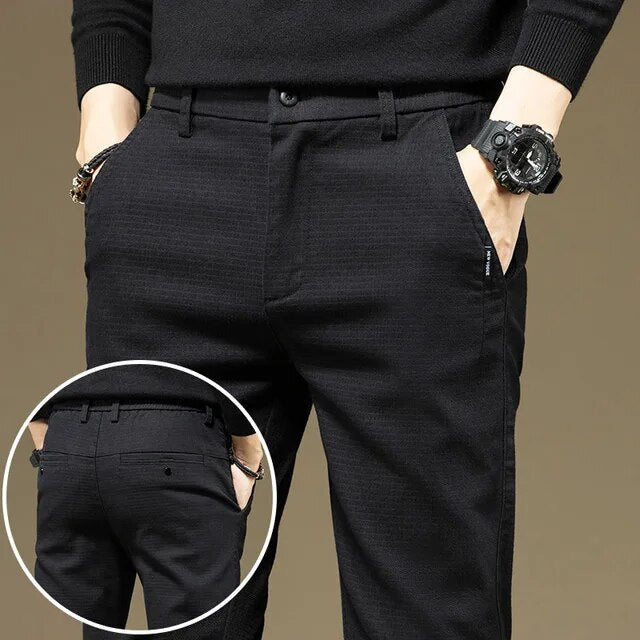 Wiaofellas Autumn New Men's Clothing Casual Pants Comfortable Straight Cotton Elastic Fashion Plaid Business Male Brand Trousers