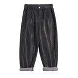 Wiaofellas Autumn New Men's Denim Pants Tripe Loose Large Size Pocket Stretchy Breathable Personality Fashion Casual Male Wide Leg Pants