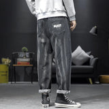 Wiaofellas Autumn New Men's Denim Pants Tripe Loose Large Size Pocket Stretchy Breathable Personality Fashion Casual Male Wide Leg Pants