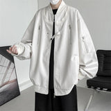 Wiaofellas Autumn New Product American Retro Pilot Leather Coat Men's Trend Loose Standing Collar Jacket High Street Handsome Men Clothing