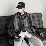 Wiaofellas Autumn New Product American Retro Pilot Leather Coat Men's Trend Loose Standing Collar Jacket High Street Handsome Men Clothing