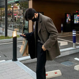 Wiaofellas Autumn and Winter New Korean Men's High-Class Sense Thickened Trend Loose Casual Suit Coat