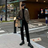 Wiaofellas Autumn and Winter New Korean Men's High-Class Sense Thickened Trend Loose Casual Suit Coat