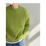Wiaofellas Autumn and Winter Solid Color Pullover Sweater for Men Simple and Casual Korean Style Slouchy Loose Knitted Shirts Youth Popular