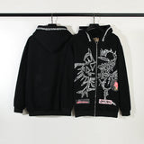 Wiaofellas Cactus Jack Graffiti Zipper Hooded Hoodies for Men Stranger Things Oversized Cardigan Fleece Sweatshirts Oversized Cotton Jacket