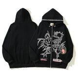 Wiaofellas Cactus Jack Graffiti Zipper Hooded Hoodies for Men Stranger Things Oversized Cardigan Fleece Sweatshirts Oversized Cotton Jacket