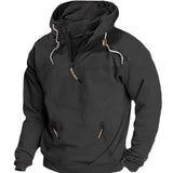 Wiaofellas Casual Autumn Long Sleeve Hooded Zip Sweatshirts Streetwear Winter Solid Men Pullovers Fashion Multi-pocket Stitch Cargo Hoodie