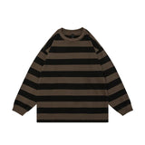 Wiaofellas Color Match Striped Patchwork Washed Sudaderas for Men and Women Streetwear Autumn Ropa Hombre Sweatshirts Y2k Crew Neck Hoodies