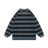 Wiaofellas Color Match Striped Patchwork Washed Sudaderas for Men and Women Streetwear Autumn Ropa Hombre Sweatshirts Y2k Crew Neck Hoodies