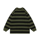 Wiaofellas Color Match Striped Patchwork Washed Sudaderas for Men and Women Streetwear Autumn Ropa Hombre Sweatshirts Y2k Crew Neck Hoodies