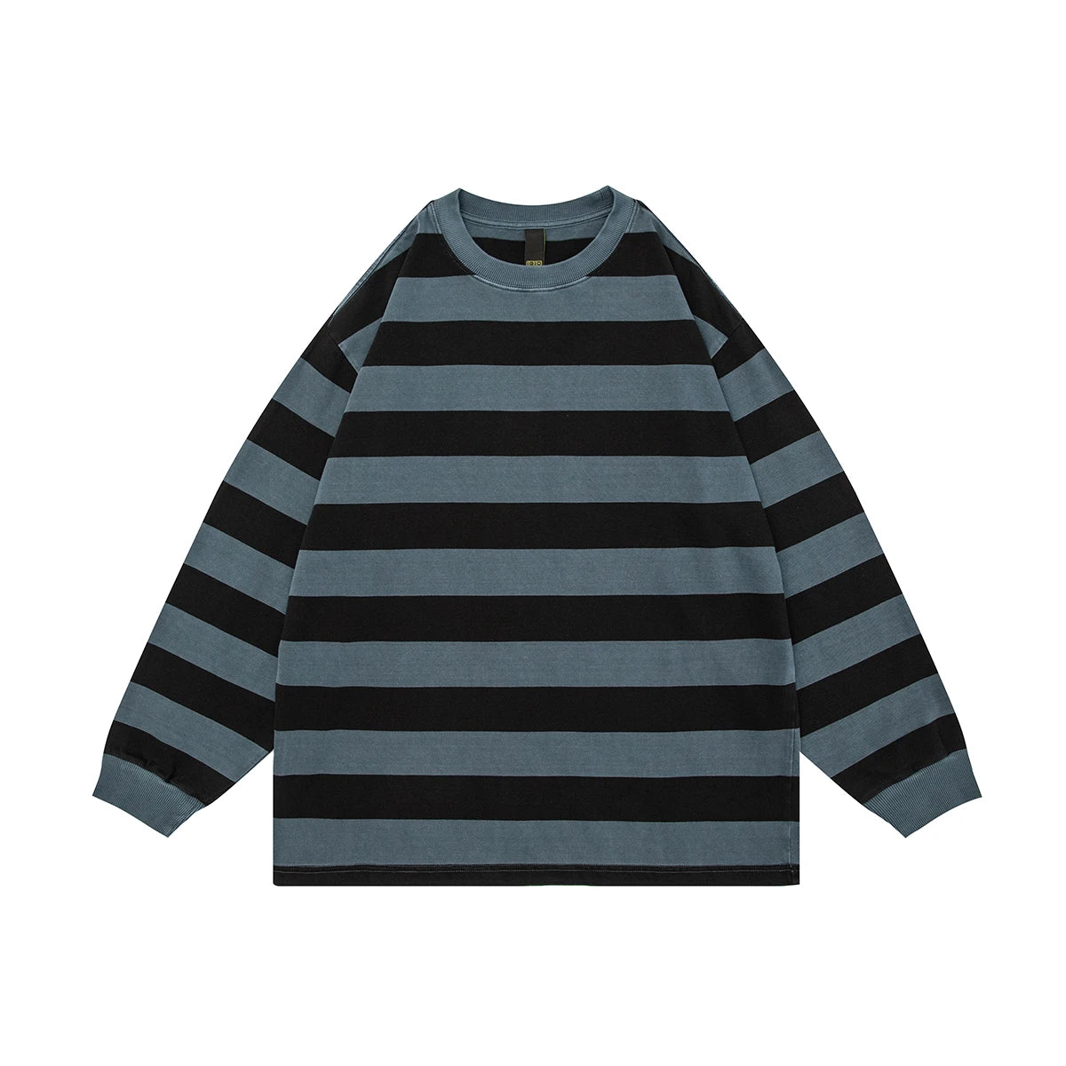 Wiaofellas Color Match Striped Patchwork Washed Sudaderas for Men and Women Streetwear Autumn Ropa Hombre Sweatshirts Y2k Crew Neck Hoodies