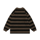 Wiaofellas Color Match Striped Patchwork Washed Sudaderas for Men and Women Streetwear Autumn Ropa Hombre Sweatshirts Y2k Crew Neck Hoodies