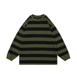 Wiaofellas Color Match Striped Patchwork Washed Sudaderas for Men and Women Streetwear Autumn Ropa Hombre Sweatshirts Y2k Crew Neck Hoodies